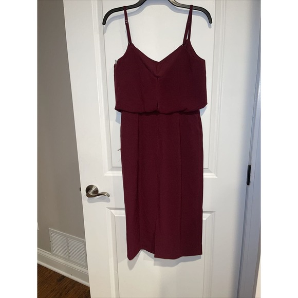 New Dress The Population Alondra Blouson Sheath Burgundy Dress Size Medium M - Picture 7 of 10
